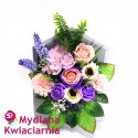 Bukiet kwiatów mydlanych Romantyczne Spotkanie - liliowy flower box koperta