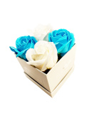 Kwiaty Mydlane Flower Box 4YOU - białe i niebieskie róże