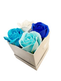 Kwiaty Mydlane Flower Box 4YOU - białe, błękitne, niebieskie i granatowe róże