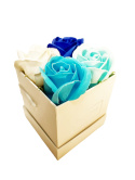 Kwiaty Mydlane Flower Box 4YOU - białe, błękitne, niebieskie i granatowe róże