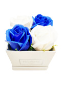 Kwiaty Mydlane Flower Box 4YOU - białe i granatowe róże