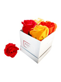 Kwiaty Mydlane Flower Box 4YOU - czerwone i pomarańczowe róże
