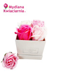 Kwiaty Mydlane Flower Box 4YOU - białe i różowe róże