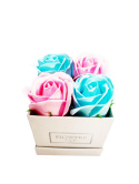 Kwiaty Mydlane Flower Box 4YOU - jasno różowe i błękitne róże