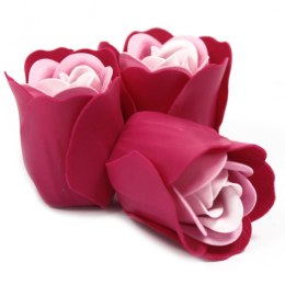 Kwiaty Mydlane zestaw serduszko - 3 róże różowe