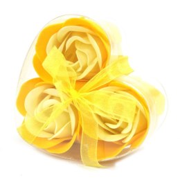 Kwiaty Mydlane zestaw serduszko - 3 róże żółte