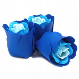 Kwiaty Mydlane zestaw serduszko - 3 róże niebieskie