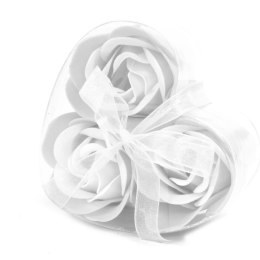 Kwiaty Mydlane zestaw serduszko - 3 róże białe