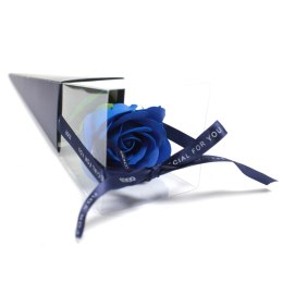 Pojedyncza delikatna mydlana róża - niebieska