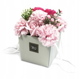 Luksusowy Bukiet Mydlany - FlowerBox - Delikatna różowa Róża i Goździk