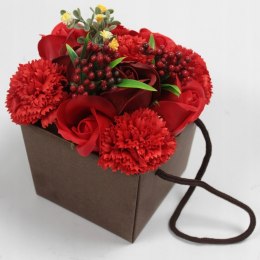 Luksusowy Bukiet Mydlany - FlowerBox - Głęboka czerwień Róża i Goździk
