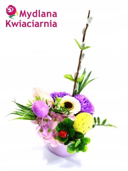 Bukiet Mydlany wiosenny - stroik Wielkanocny lawendowo-różowy
