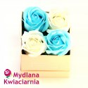 Kwiaty Mydlane Flower Box 4YOU - błękitne i białe róże