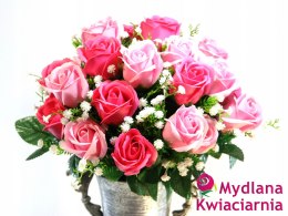 Elegancki bukiet mydlanych kwiatów - 24 róże