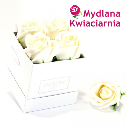 Kwiaty Mydlane Flower Box 4YOU - białe róże