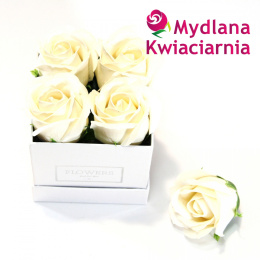 Kwiaty Mydlane Flower Box 4YOU - białe róże