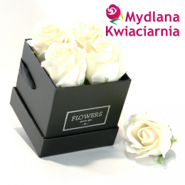 Kwiaty Mydlane Flower Box 4YOU - białe róże