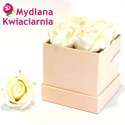 Kwiaty Mydlane Flower Box 4YOU - białe róże