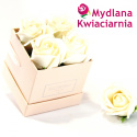 Kwiaty Mydlane Flower Box 4YOU - białe róże