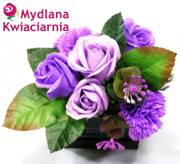 Kwiaty Mydlane - Bukiet Flower Box PREZENT - lawendowy