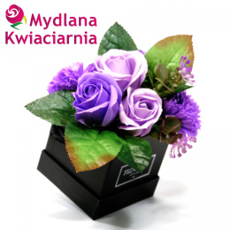 Kwiaty Mydlane - Bukiet Flower Box PREZENT - lawendowy