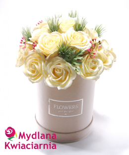 Luksusowy Flower Box GLAMOUR Piękny Bukiet 18 mydlanych róż