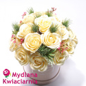 Luksusowy Flower Box GLAMOUR Piękny Bukiet 18 mydlanych róż