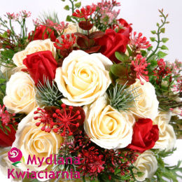 Luksusowy Flower Box GLAMOUR Piękny Bukiet 24 mydlanych róż
