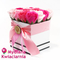 Bukiet Mydlany flower box z kokardą