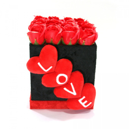 Bukiet mydlany Flower Box Wyznanie Miłości – 16 róż