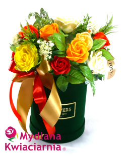 Luksusowy Flower Box BANKIET Piękny Bukiet 18 mydlanych róż