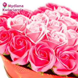Bukiet mydlany Flower Box Czułe Serce – 25 róż
