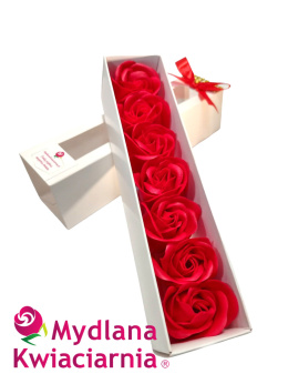 Czerwone róże mydlane w pudełku - zestaw Sanna