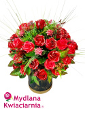 Elegancki bukiet mydlanych kwiatów Flowerbox - 50 róż