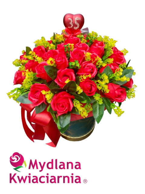 Elegancki bukiet mydlanych kwiatów Flowerbox - 35 róż