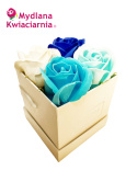 Kwiaty Mydlane Flower Box 4YOU - białe, błękitne, niebieskie i granatowe róże