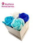 Kwiaty Mydlane Flower Box 4YOU - białe, błękitne, niebieskie i granatowe róże