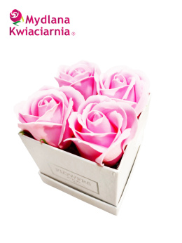 Kwiaty Mydlane Flower Box 4YOU - jasno różowe róże