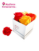 Kwiaty Mydlane Flower Box 4YOU - czerwone i pomarańczowe róże