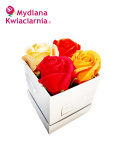 Kwiaty Mydlane Flower Box 4YOU - czerwone i pomarańczowe róże