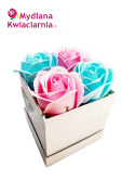 Kwiaty Mydlane Flower Box 4YOU - jasno różowe i błękitne róże