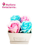 Kwiaty Mydlane Flower Box 4YOU - jasno różowe i błękitne róże