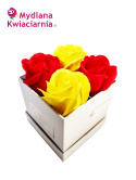 Kwiaty Mydlane Flower Box 4YOU - czerwone i żółte róże