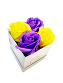 Kwiaty Mydlane Flower Box 4YOU - żółte i fioletowe róże