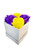 Kwiaty Mydlane Flower Box 4YOU - żółte i fioletowe róże