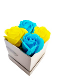 Kwiaty Mydlane Flower Box 4YOU - niebieskie i żółte róże