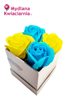 Kwiaty Mydlane Flower Box 4YOU - niebieskie i żółte róże