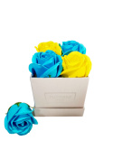 Kwiaty Mydlane Flower Box 4YOU - niebieskie i żółte róże