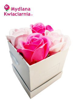 Kwiaty Mydlane Flower Box 4YOU - jasne i ciemne różowe róże