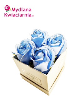 Kwiaty Mydlane Flower Box 4YOU - niebieskie róże z obwódką